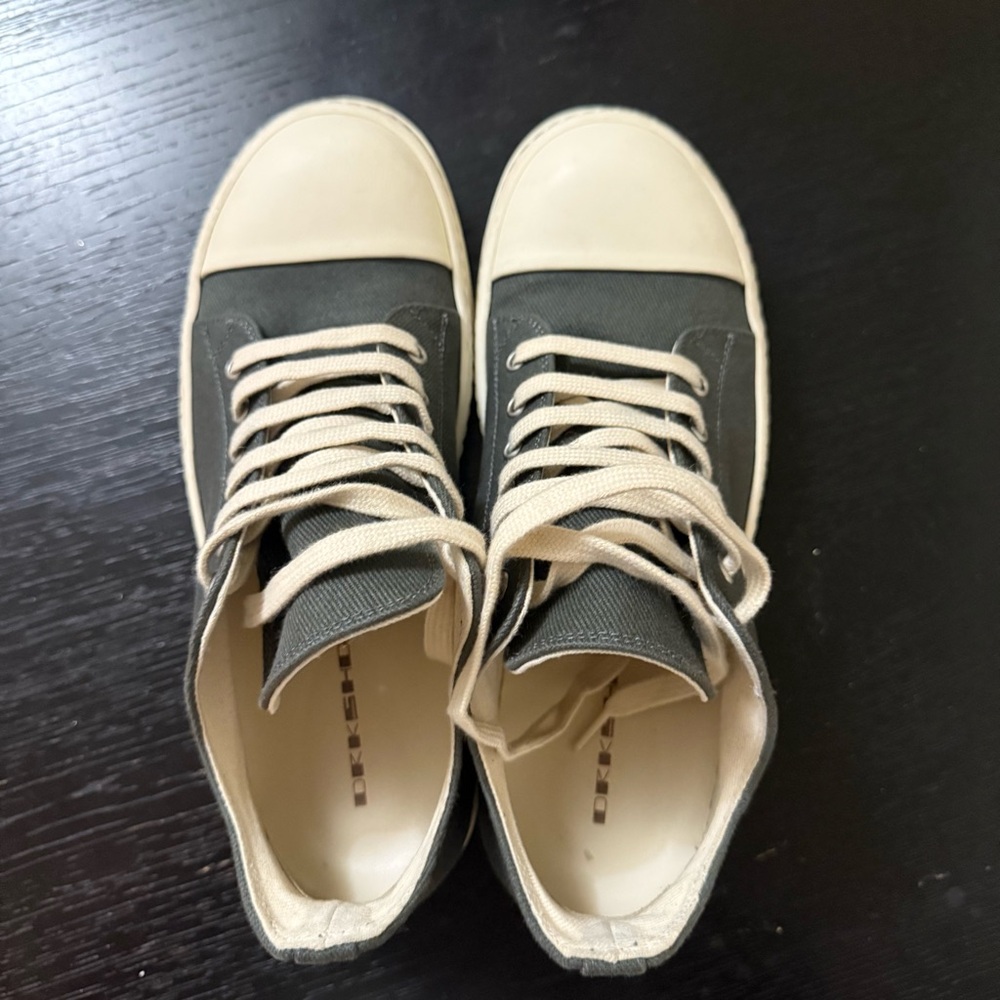 100% Authentic Rick Owens Black and Cream Sneakers